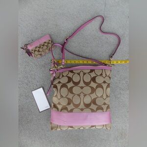 Coach Signature Stripe Jacquard Hobo with Matching Small Wristlet.